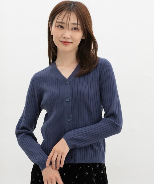 Honeys(ハニーズ)の「【しなやかニット・ヒアルロン酸加工】ヒアルロン酸リブVカーデ(カーディガン/ボレロ・レディース・ブラック/ヘザーチャコール/ダークブルー/レッド/モカ/ベージュ・M/S/L/LL)」の13枚目の写真