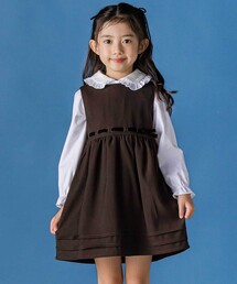 BeBe Petits Pois Vert（ベベプチポワヴェール）の「【店舗限定】編み込みリボンジャンパースカート(95~160cm)（ジャンパースカート）」