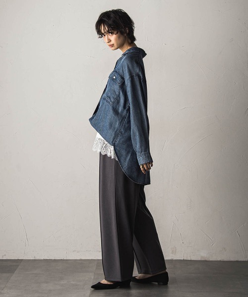 MAYSON GREY(メイソングレイ)の「とろみジャージーワイドパンツ≪セットアップ対応≫(その他パンツ・レディース・チャコールグレー/ブラック/キャメル・M)」の8枚目の写真