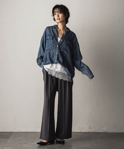 MAYSON GREY(メイソングレイ)の「とろみジャージーワイドパンツ≪セットアップ対応≫(その他パンツ・レディース・チャコールグレー/ブラック/キャメル・M)」の10枚目の写真