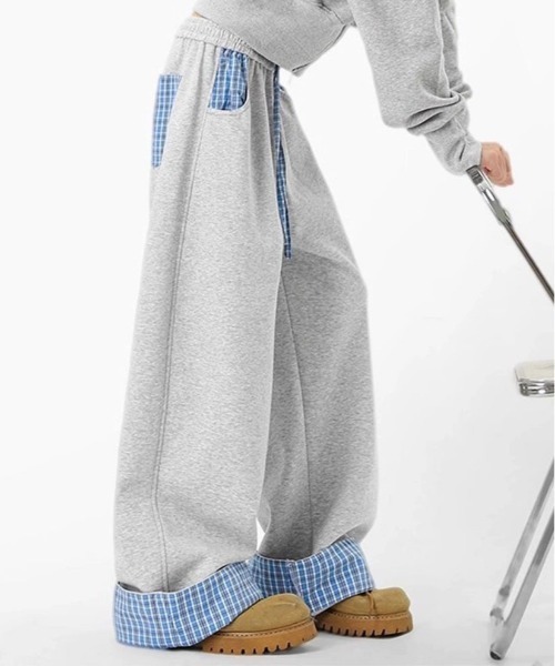 DOUBLE STEAL（ダブルスティール）の「DSレイヤードスウェットワイドパンツ（スウェットパンツ・メンズ・ネイビー/グレー・MEDIUM/LARGE/X-LARGE）」の3枚目の写真