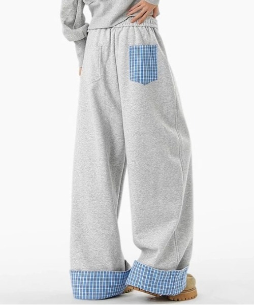 DOUBLE STEAL（ダブルスティール）の「DSレイヤードスウェットワイドパンツ（スウェットパンツ・メンズ・ネイビー/グレー・MEDIUM/LARGE/X-LARGE）」の4枚目の写真