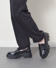 【bussola】<撥水加工>厚底デザインソールローファー(B65403)