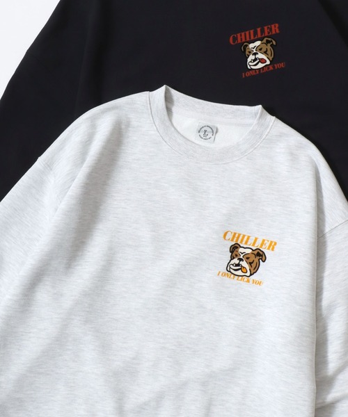 Lazar(ラザル)の「Animal Flocky Sweat/オーバーサイズ 裏毛 アニマル柄 カレッジ フロッキープリント スウェット トレーナー/レディース メンズ(スウェット・レディース・グレー系その他2/マスタード/ブラウン/ブラック/グレー系その他/アッシュグレー・M/L)」の4枚目の写真