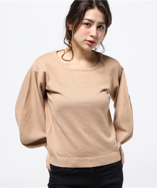 mystic(ミスティック)の「【mystic】袖ボリュームニット(ニット/セーター・レディース・オフホワイト/キャメル/ライトグレー・フリ-)」の3枚目の写真