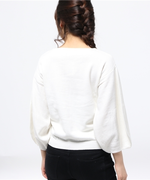 mystic(ミスティック)の「【mystic】袖ボリュームニット(ニット/セーター・レディース・オフホワイト/キャメル/ライトグレー・フリ-)」の4枚目の写真