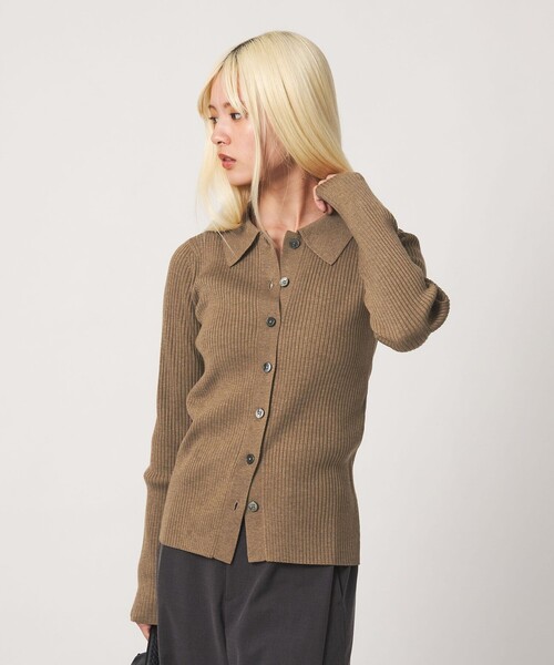 BEAUTY&YOUTH UNITED ARROWS(ビューティーアンドユースユナイテッドアローズ)の「ポリエステルブレンド 2WAY シャツカーディガン ウォッシャブル(カーディガン/ボレロ・レディース・モカ/オフホワイト/ダークグレー・FREE)」の4枚目の写真