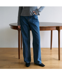 Tailored Straight Denim Pants [Dark Blue]
