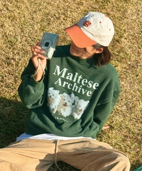 WaiKei(ワイケイ)の「◇WAIKEI◇ブランド直輸入正規品/マルチーズアーカイブ スウェット Maltese archive sweatshirts(スウェット・レディース・グレー/ブルー/ピンク/グリーン/ブラック/ライトグレー/ライトイエロー/アイボリー・M/S)」の1枚目の写真