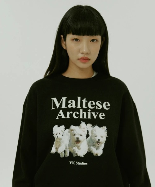 WaiKei(ワイケイ)の「◇WAIKEI◇ブランド直輸入正規品/マルチーズアーカイブ スウェット Maltese archive sweatshirts(スウェット・レディース・グレー/ブルー/ピンク/グリーン/ブラック/ライトグレー/ライトイエロー/アイボリー・M/S)」の11枚目の写真