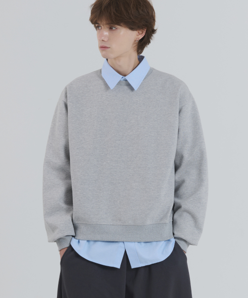PIANER(ピアネール)の「ハッポ オーバーサイズ クロップドスウェット(メランジ)(スウェット・レディース・ミックスグレー・MEDIUM/LARGE/X-LARGE)」の4枚目の写真