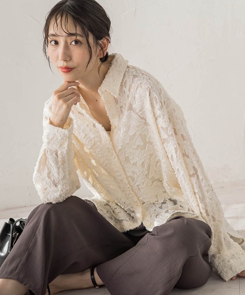 Droite lautreamont(ドロワットロートレアモン)の「シアージャガードシャツ(シャツ/ブラウス・レディース・ブラック/オフホワイト・M)」の1枚目の写真