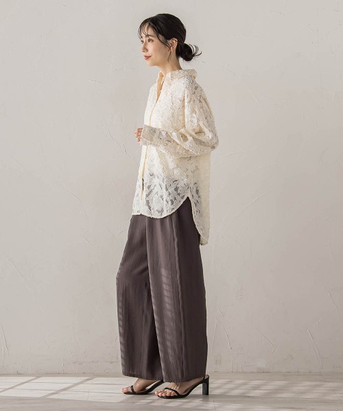 Droite lautreamont(ドロワットロートレアモン)の「シアージャガードシャツ(シャツ/ブラウス・レディース・ブラック/オフホワイト・M)」の21枚目の写真