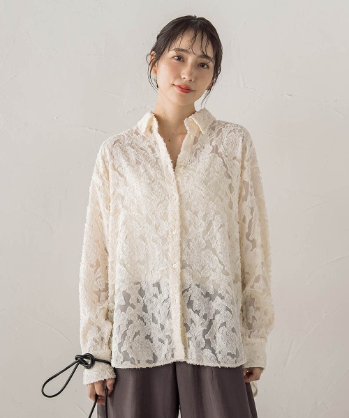 Droite lautreamont(ドロワットロートレアモン)の「シアージャガードシャツ(シャツ/ブラウス・レディース・ブラック/オフホワイト・M)」の13枚目の写真