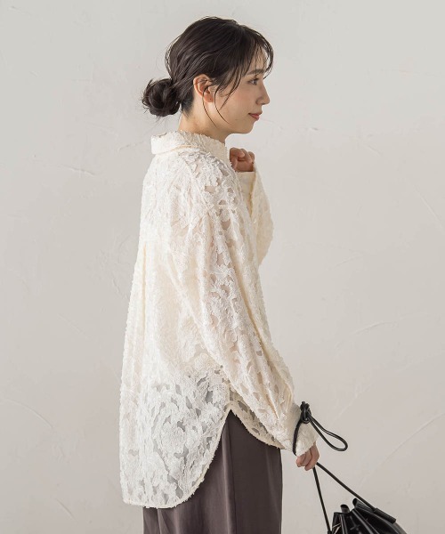 Droite lautreamont(ドロワットロートレアモン)の「シアージャガードシャツ(シャツ/ブラウス・レディース・ブラック/オフホワイト・M)」の14枚目の写真