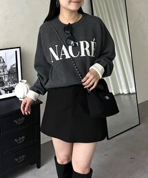 バックハートバイカラースリーブロゴニット