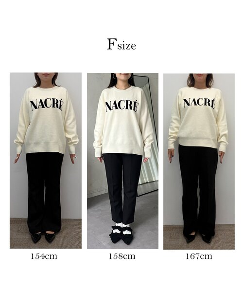 prose verse(プロズヴェール)の「バックハートバイカラースリーブロゴニット(ニット/セーター・レディース・チャコールグレー/ピンク/アイボリー・FREE)」の4枚目の写真