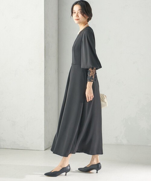 kaene（カエン）の「【SHIPS別注】kaene:〈洗濯機可能〉袖 レース フロント タック ワンピース（セレモニー対応可）（ワンピース・レディース・ブラック・ONE SIZE）」の11枚目の写真