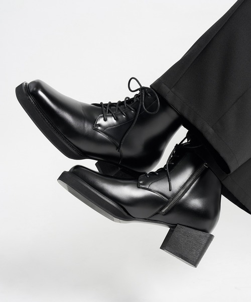 welise(�E�F���C�Y)�́ywelise×������ -ephemeral-�z +6cm Heeled Lace-Up��Side-Zip Mode Boots/+6cm�q�[�� ���[�X�A�b�v���T�C�h�W�b�v ���[�h�u�[�c(�u�[�c)