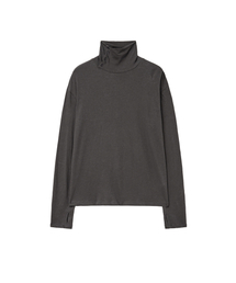 Drape neck long sleeve CHARCOAL