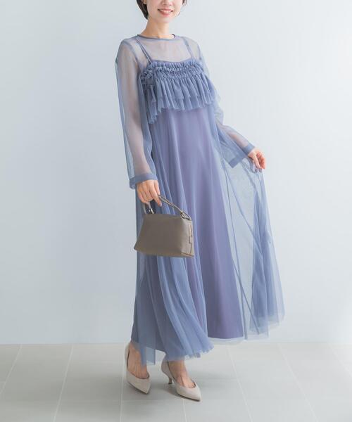 URBAN RESEARCH ROSSO WOMEN(アーバンリサーチ ロッソ)の「チュールキャミソールsetドレス(ワンピース・レディース・ライトブルー/チャコールグレー・FREE)」の1枚目の写真
