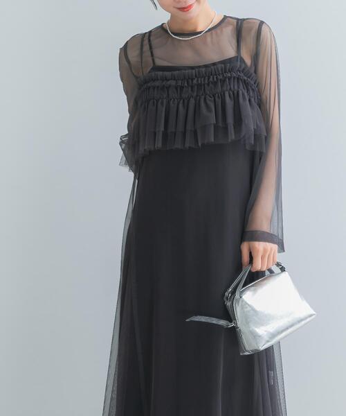URBAN RESEARCH ROSSO WOMEN(アーバンリサーチ ロッソ)の「チュールキャミソールsetドレス(ワンピース・レディース・ライトブルー/チャコールグレー・FREE)」の3枚目の写真