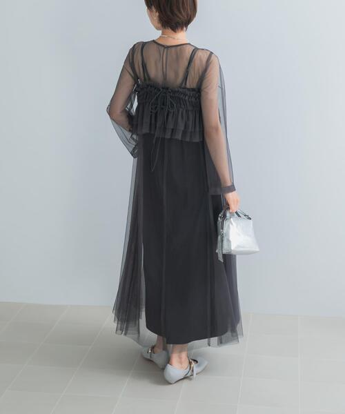 URBAN RESEARCH ROSSO WOMEN(アーバンリサーチ ロッソ)の「チュールキャミソールsetドレス(ワンピース・レディース・ライトブルー/チャコールグレー・FREE)」の7枚目の写真
