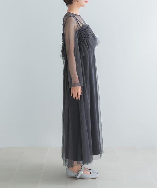 URBAN RESEARCH ROSSO WOMEN(アーバンリサーチ ロッソ)の「チュールキャミソールsetドレス(ワンピース・レディース・ライトブルー/チャコールグレー・FREE)」の9枚目の写真