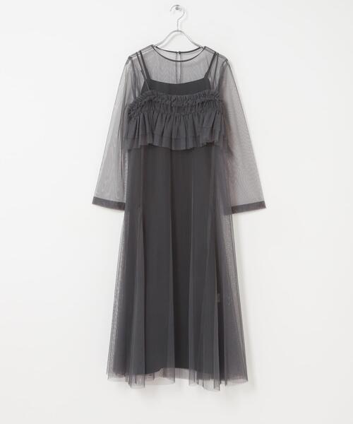 URBAN RESEARCH ROSSO WOMEN(アーバンリサーチ ロッソ)の「チュールキャミソールsetドレス(ワンピース・レディース・ライトブルー/チャコールグレー・FREE)」の11枚目の写真