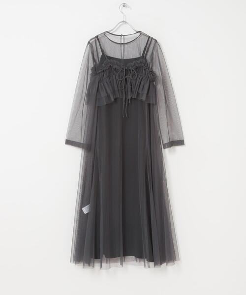 URBAN RESEARCH ROSSO WOMEN(アーバンリサーチ ロッソ)の「チュールキャミソールsetドレス(ワンピース・レディース・ライトブルー/チャコールグレー・FREE)」の12枚目の写真