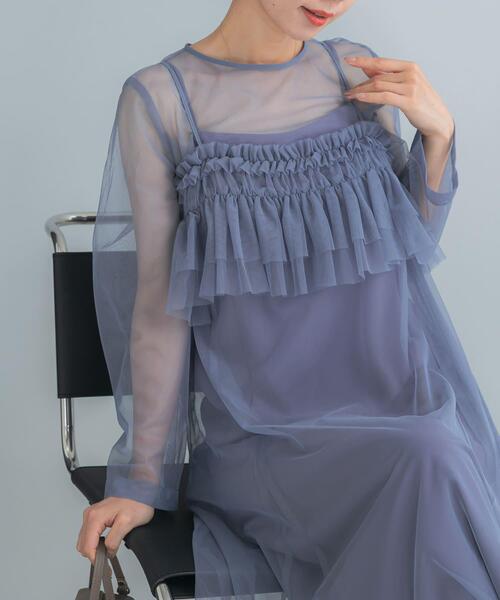 URBAN RESEARCH ROSSO WOMEN(アーバンリサーチ ロッソ)の「チュールキャミソールsetドレス(ワンピース・レディース・ライトブルー/チャコールグレー・FREE)」の18枚目の写真