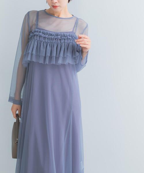URBAN RESEARCH ROSSO WOMEN(アーバンリサーチ ロッソ)の「チュールキャミソールsetドレス(ワンピース・レディース・ライトブルー/チャコールグレー・FREE)」の19枚目の写真