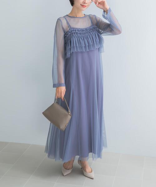 URBAN RESEARCH ROSSO WOMEN(アーバンリサーチ ロッソ)の「チュールキャミソールsetドレス(ワンピース・レディース・ライトブルー/チャコールグレー・FREE)」の21枚目の写真