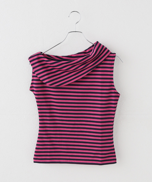 Oriens JOURNAL STANDARD(オリエンス ジャーナルスタンダード)の「【OMO/オモ】Stripes Boat Neck Top - Buttercup(Tシャツ/カットソー・レディース・グリーン・FREE)」の1枚目の写真