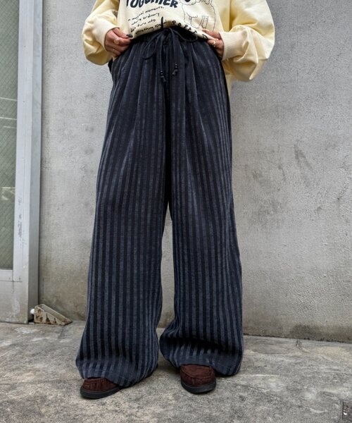 CIAOPANIC TYPY(チャオパニックティピー)の「【UNISEX】【ウエストゴムで楽ちん】ストライプイージーパンツ(その他パンツ・レディース・ネイビー/ホワイト/ブラウン・MEDIUM/LARGE)」の3枚目の写真
