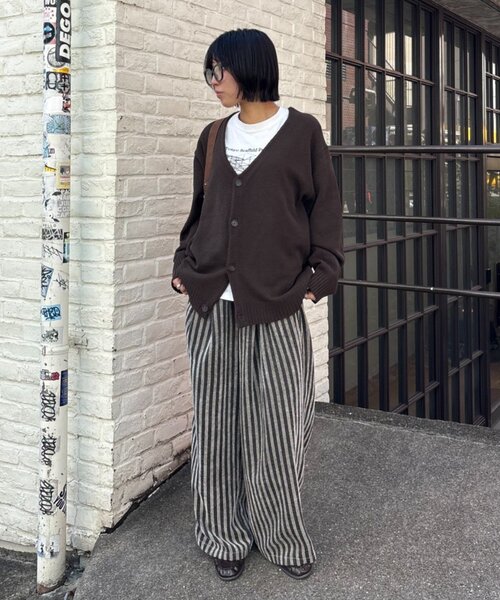 CIAOPANIC TYPY(チャオパニックティピー)の「【UNISEX】【ウエストゴムで楽ちん】ストライプイージーパンツ(その他パンツ・レディース・ネイビー/ホワイト/ブラウン・MEDIUM/LARGE)」の6枚目の写真
