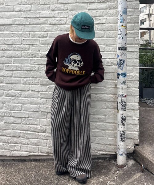 CIAOPANIC TYPY(チャオパニックティピー)の「【UNISEX】【ウエストゴムで楽ちん】ストライプイージーパンツ(その他パンツ・レディース・ネイビー/ホワイト/ブラウン・MEDIUM/LARGE)」の8枚目の写真