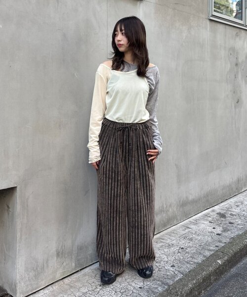 CIAOPANIC TYPY(チャオパニックティピー)の「【UNISEX】【ウエストゴムで楽ちん】ストライプイージーパンツ(その他パンツ・レディース・ネイビー/ホワイト/ブラウン・MEDIUM/LARGE)」の14枚目の写真