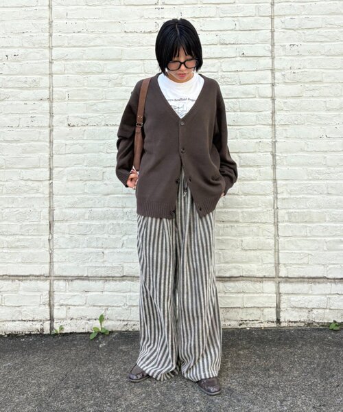 CIAOPANIC TYPY(チャオパニックティピー)の「【UNISEX】【ウエストゴムで楽ちん】ストライプイージーパンツ(その他パンツ・レディース・ネイビー/ホワイト/ブラウン・MEDIUM/LARGE)」の20枚目の写真