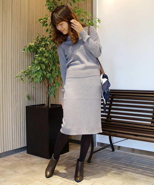 N.（N. Natural Beauty Basic）（エヌエヌナチュラルビューティーベーシック）の「ワイドリブセットアップ スカート（スカート・レディース・ブラウン/ボルドー/グレー/ブルー/ブラック・MEDIUM）」の20枚目の写真