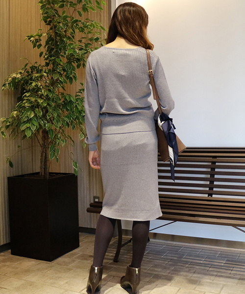 N.（N. Natural Beauty Basic）（エヌエヌナチュラルビューティーベーシック）の「ワイドリブセットアップ スカート（スカート・レディース・ブラウン/ボルドー/グレー/ブルー/ブラック・MEDIUM）」の22枚目の写真