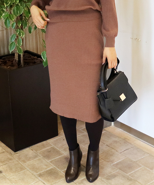 N.（N. Natural Beauty Basic）（エヌエヌナチュラルビューティーベーシック）の「ワイドリブセットアップ スカート（スカート・レディース・ブラウン/ボルドー/グレー/ブルー/ブラック・MEDIUM）」の12枚目の写真