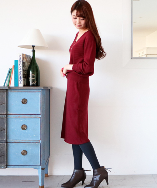 N.（N. Natural Beauty Basic）（エヌエヌナチュラルビューティーベーシック）の「ワイドリブセットアップ スカート（スカート・レディース・ブラウン/ボルドー/グレー/ブルー/ブラック・MEDIUM）」の17枚目の写真