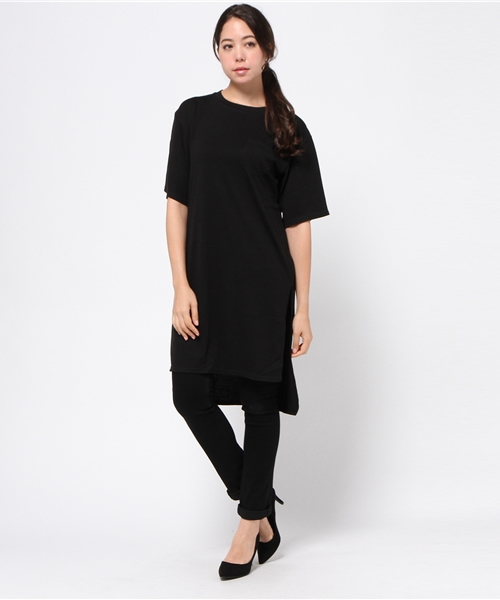 VENCEEXCHANGE（ヴァンスエクスチェンジ）の「ディープスリット5分袖T          （Tシャツ/カットソー・レディース・グレー/ブラウン/ブラック・MEDIUM）」の12枚目の写真