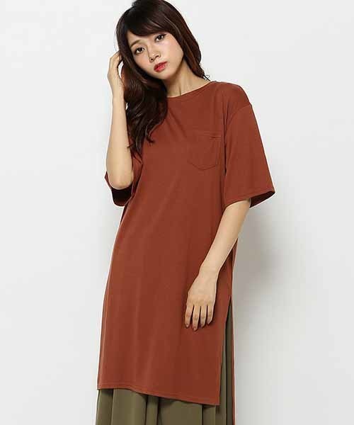 VENCEEXCHANGE（ヴァンスエクスチェンジ）の「ディープスリット5分袖T          （Tシャツ/カットソー・レディース・グレー/ブラウン/ブラック・MEDIUM）」の15枚目の写真