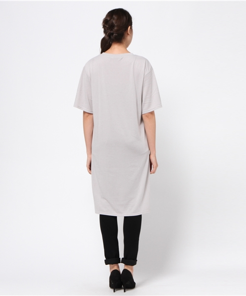 VENCEEXCHANGE（ヴァンスエクスチェンジ）の「ディープスリット5分袖T          （Tシャツ/カットソー・レディース・グレー/ブラウン/ブラック・MEDIUM）」の6枚目の写真