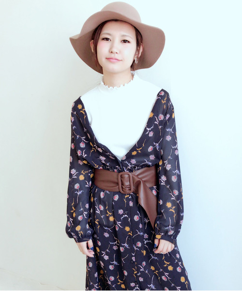 archives（アルシーヴ）の「フラワーシフォンキャミ付きMIXワンピース（ワンピース・レディース・ブラック/ネイビー・MEDIUM）」の16枚目の写真