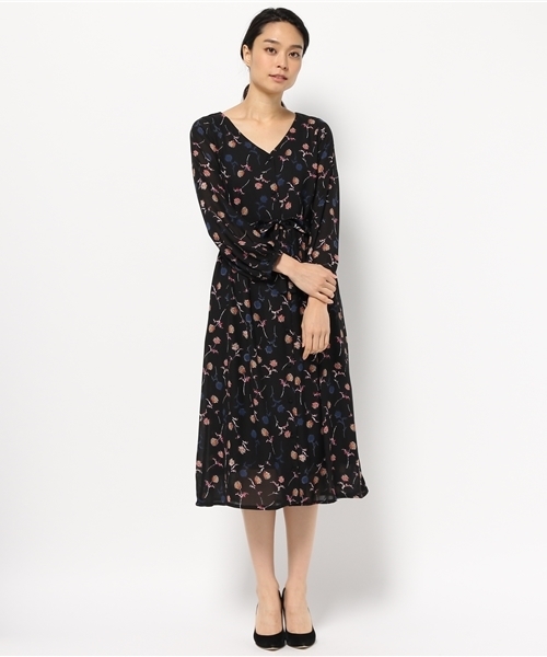 archives（アルシーヴ）の「フラワーシフォンキャミ付きMIXワンピース（ワンピース・レディース・ブラック/ネイビー・MEDIUM）」の12枚目の写真