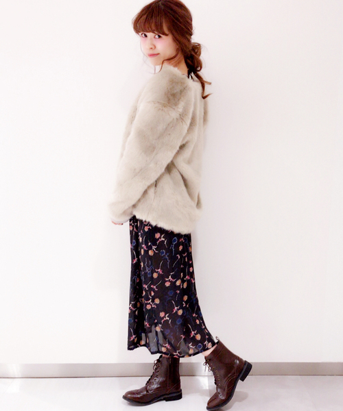 archives（アルシーヴ）の「フラワーシフォンキャミ付きMIXワンピース（ワンピース・レディース・ブラック/ネイビー・MEDIUM）」の13枚目の写真