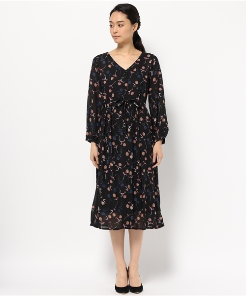 archives（アルシーヴ）の「フラワーシフォンキャミ付きMIXワンピース（ワンピース・レディース・ブラック/ネイビー・MEDIUM）」の3枚目の写真